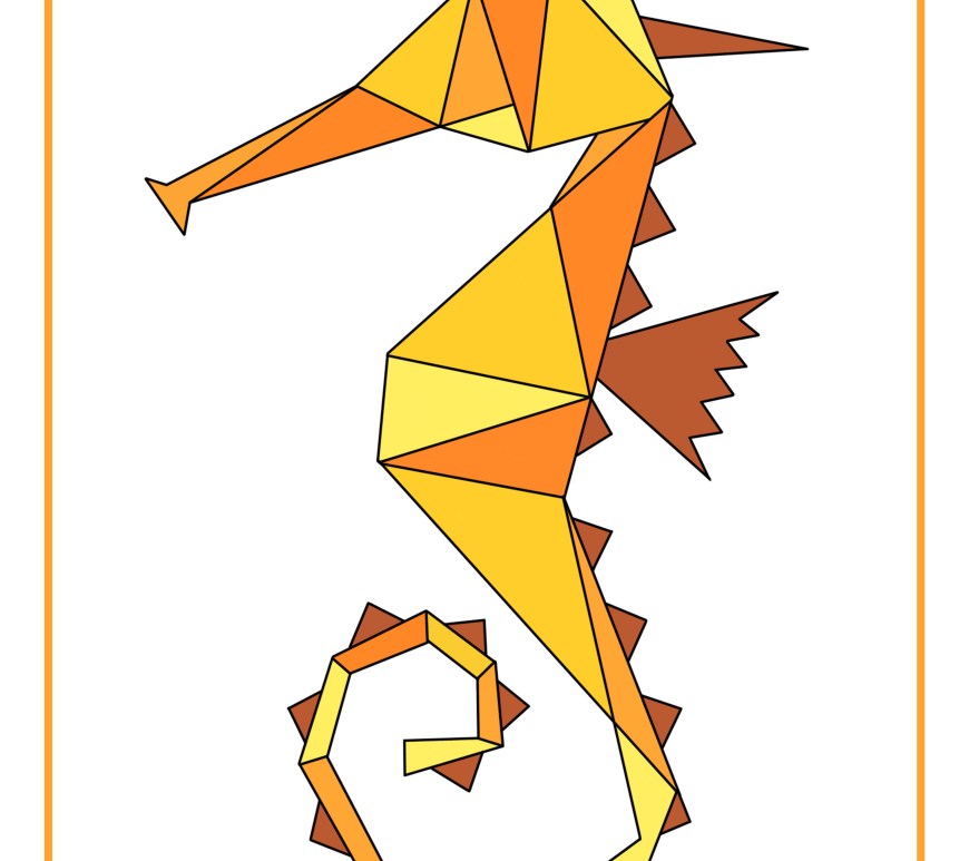 Hippocampe géométrique teintes de jaune