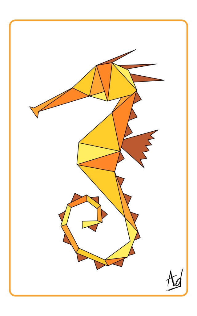 Hippocampe géométrique teintes de jaune