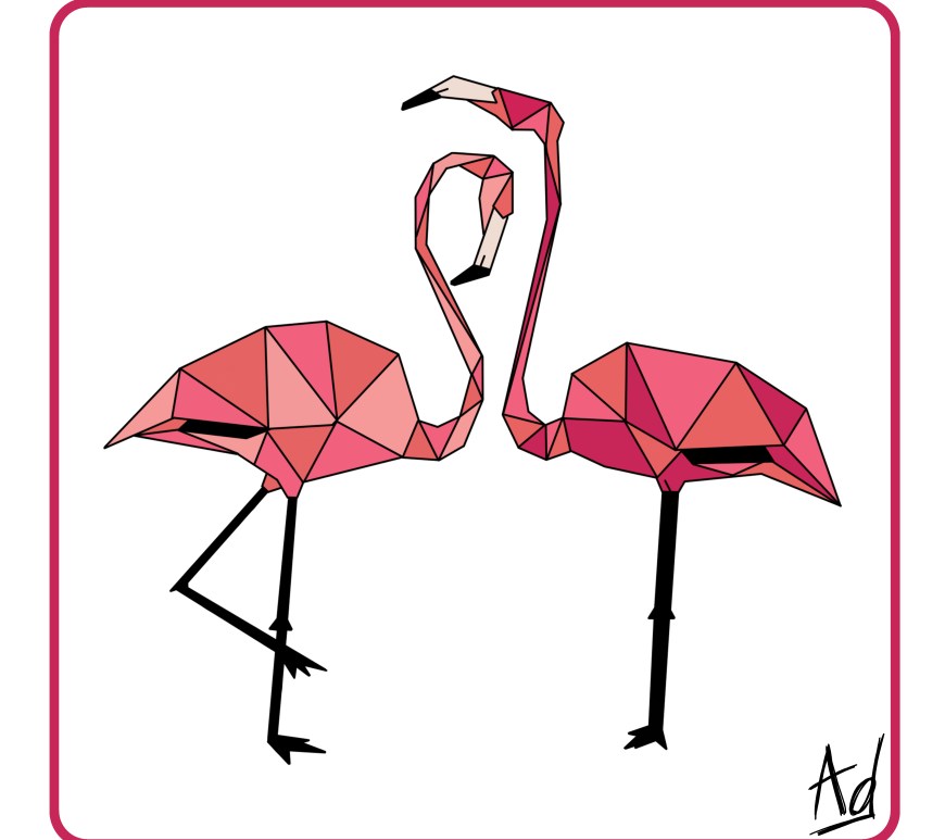 flamants roses géométriques