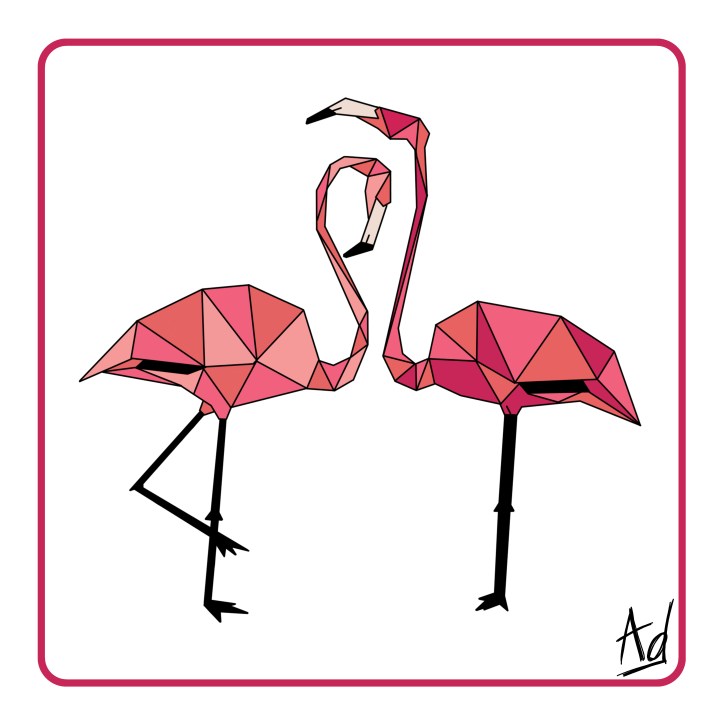 flamants roses géométriques