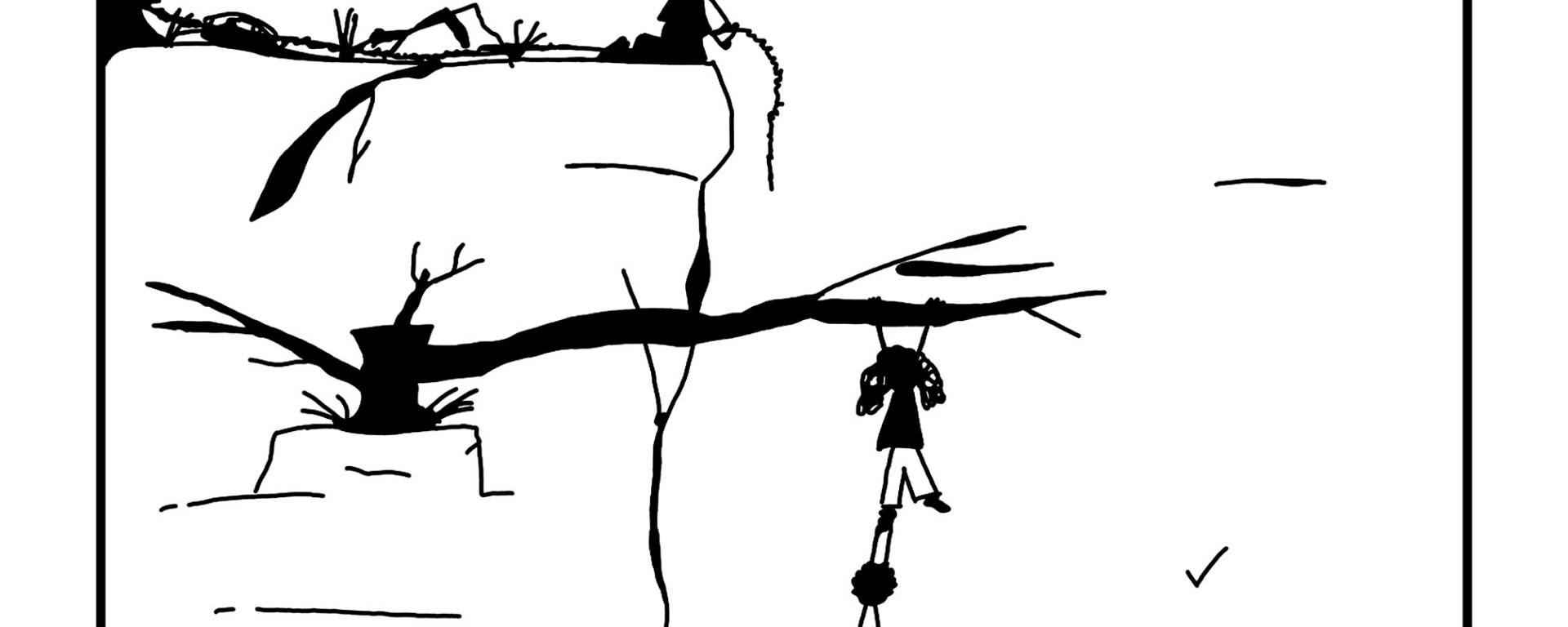 dessin de personnages en mauvaise posture face à un crocodile