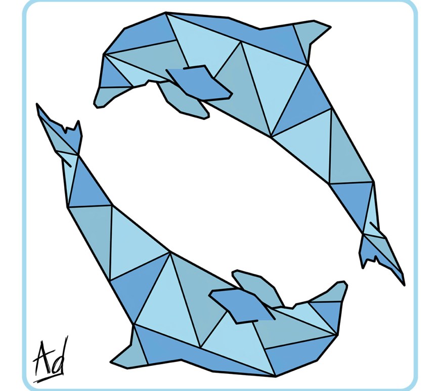 Dauphins bleus géométriques