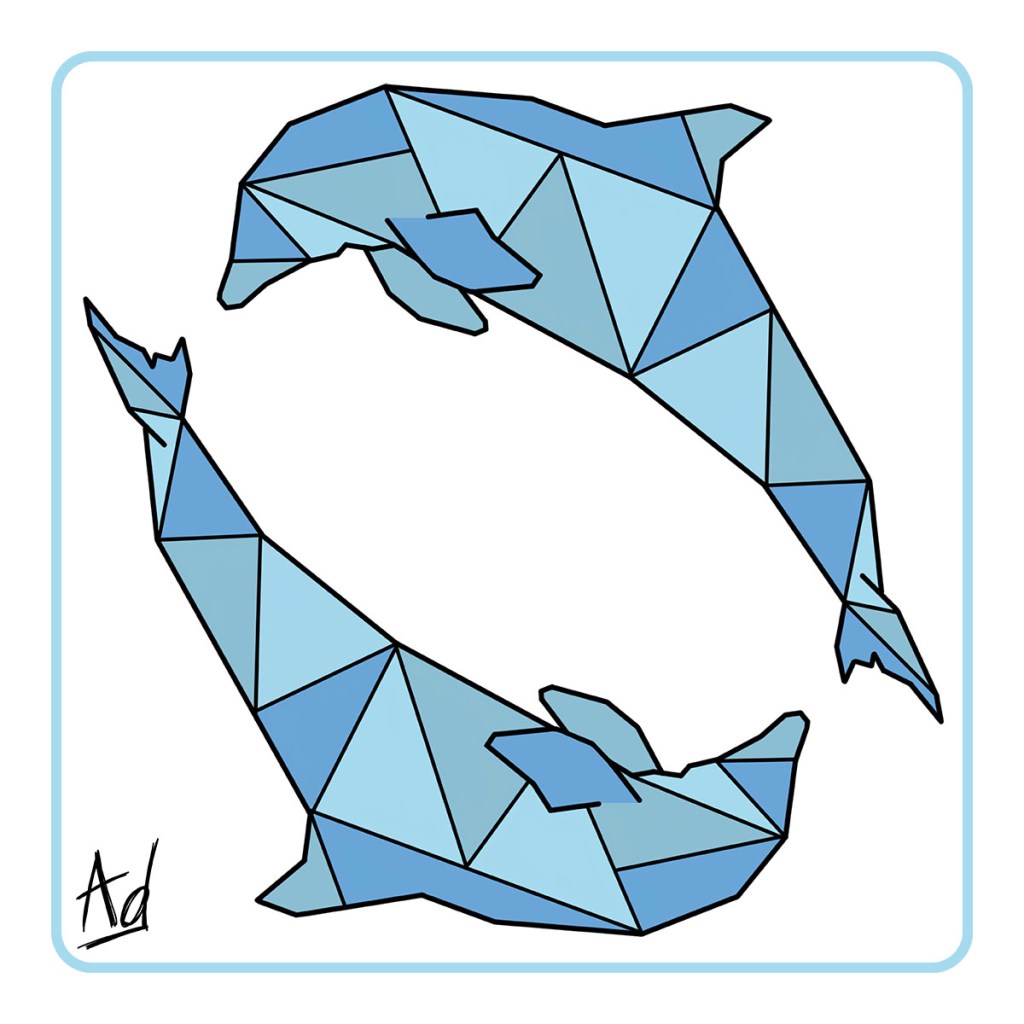Dauphins bleus géométriques