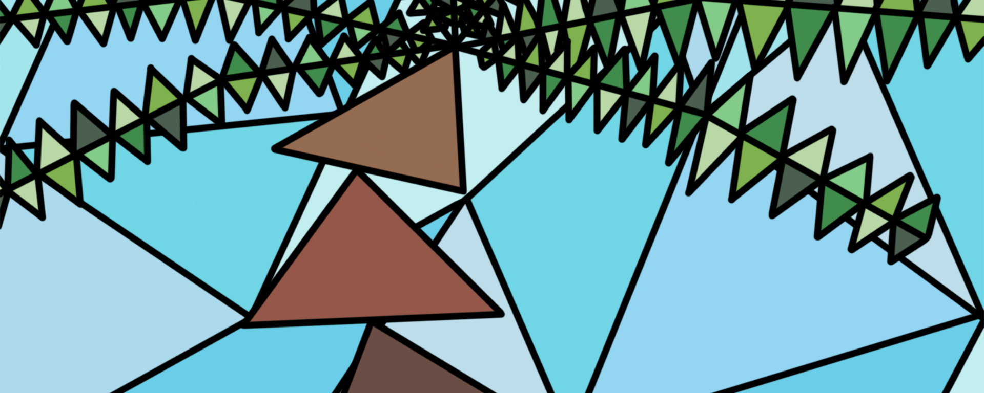 Dessin géométrique coloré d'un palmier sur une île