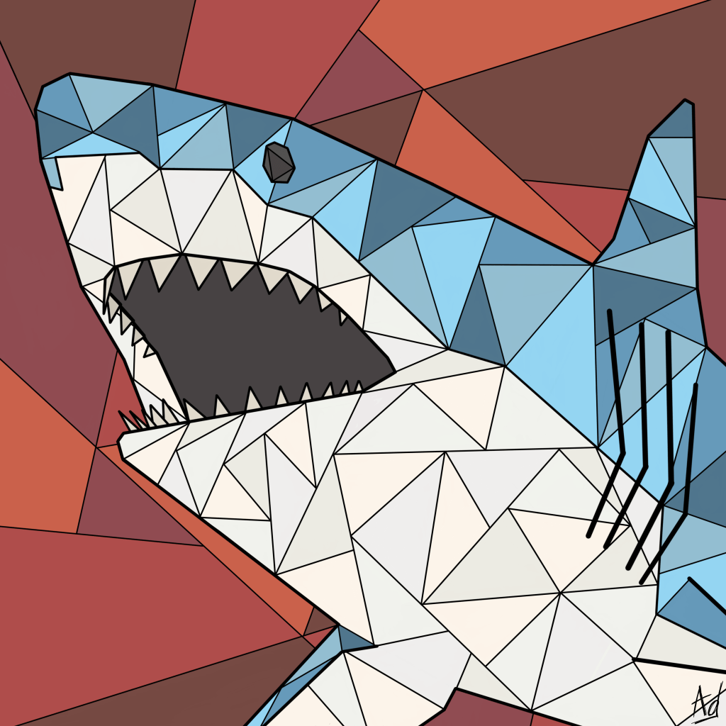 requin bleu géométrique