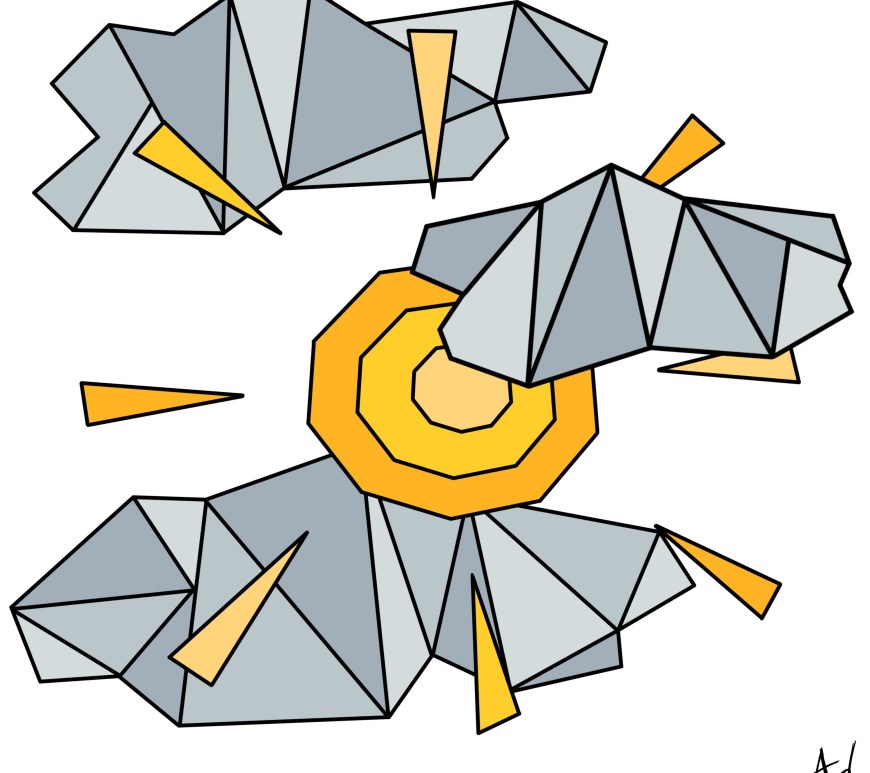 geometric sun clouds