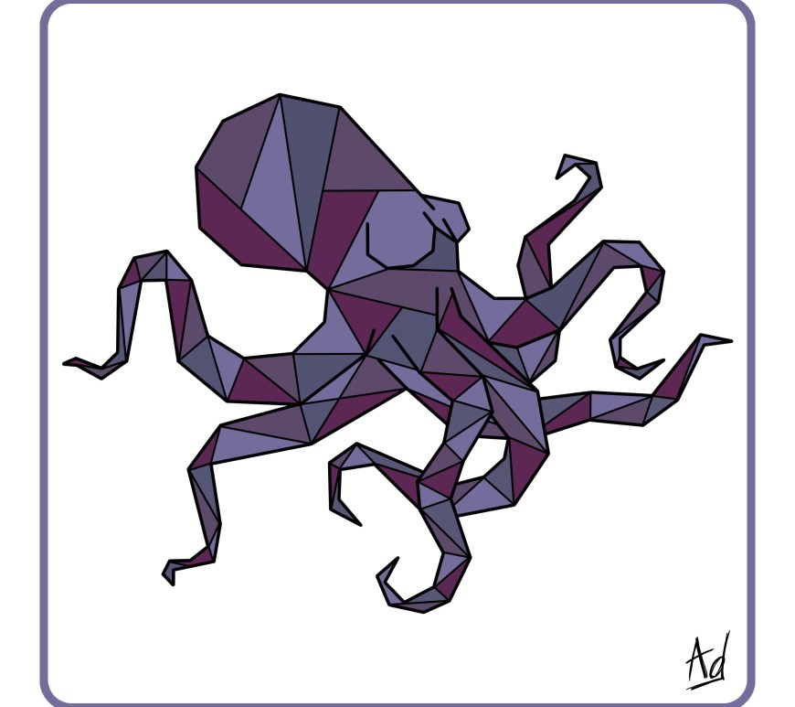 pieuvre violette purple octopus geométrique geometric