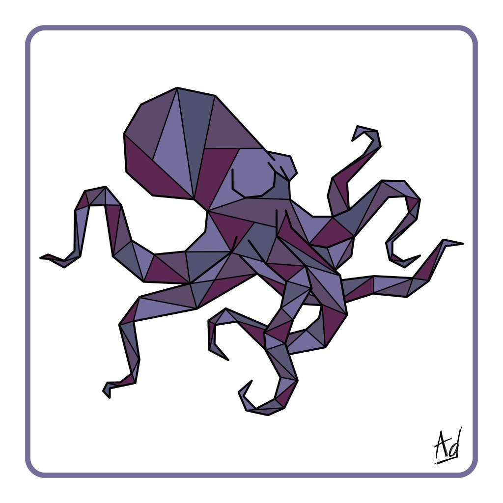 pieuvre violette purple octopus geométrique geometric