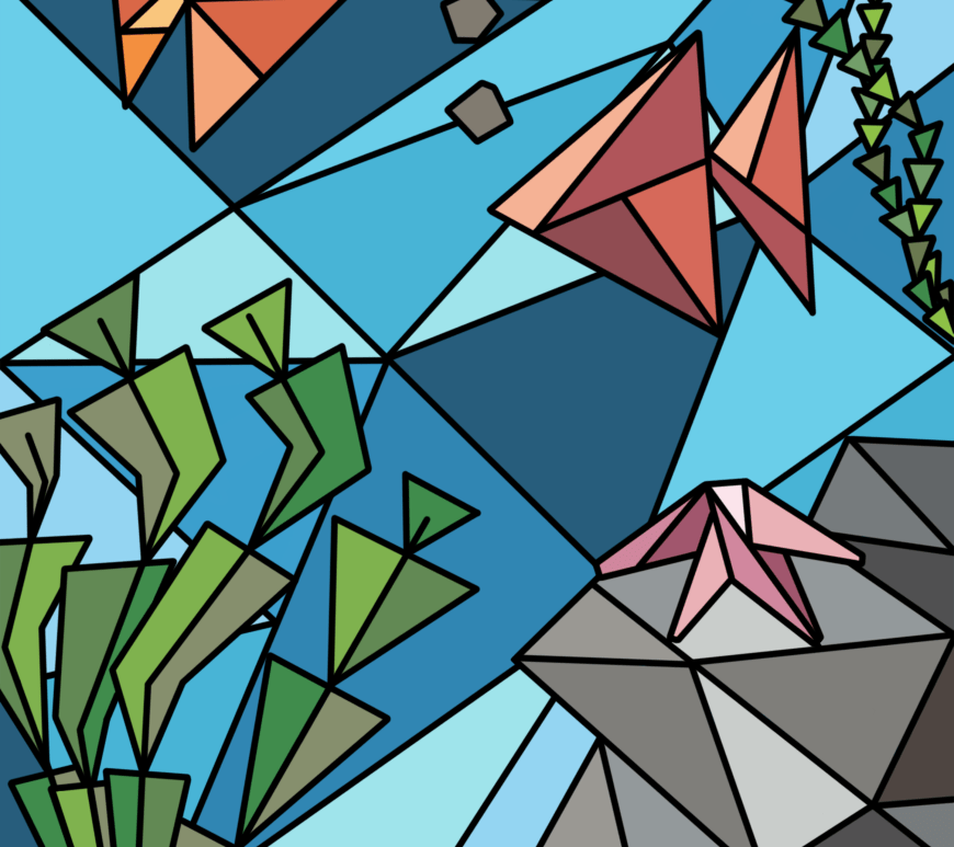 Dessin géométrique coloré du fond de l'océan