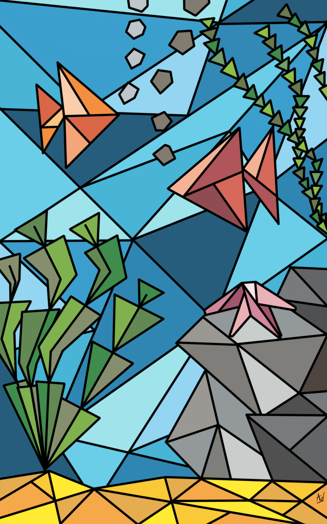 Dessin géométrique coloré du fond de l'océan