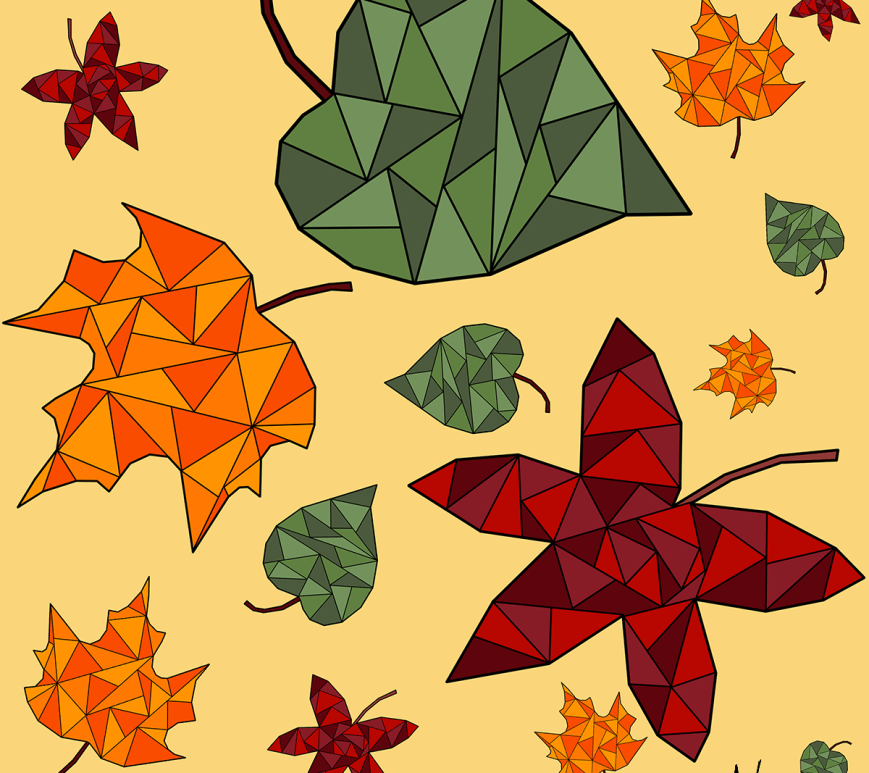 Dessin géométrique coloré de feuilles d'automne
