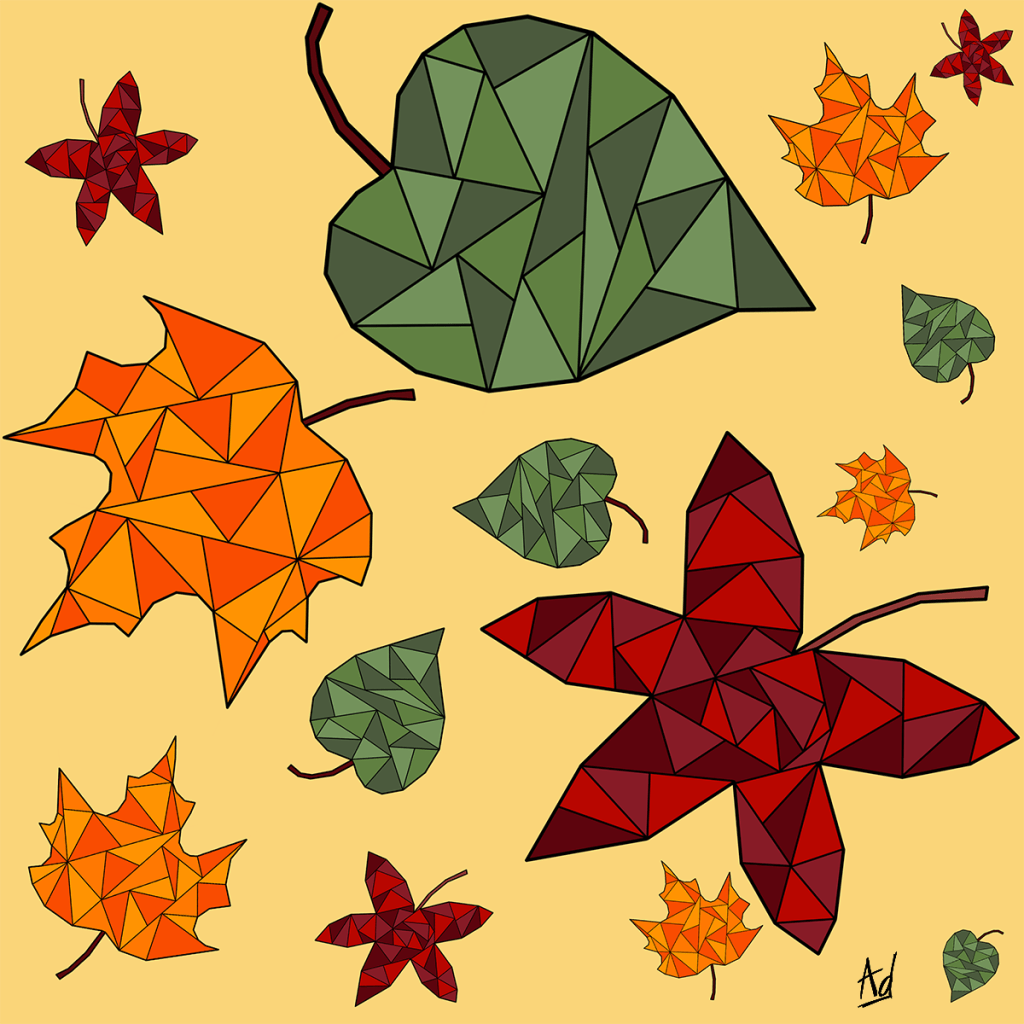 Dessin géométrique coloré de feuilles d'automne