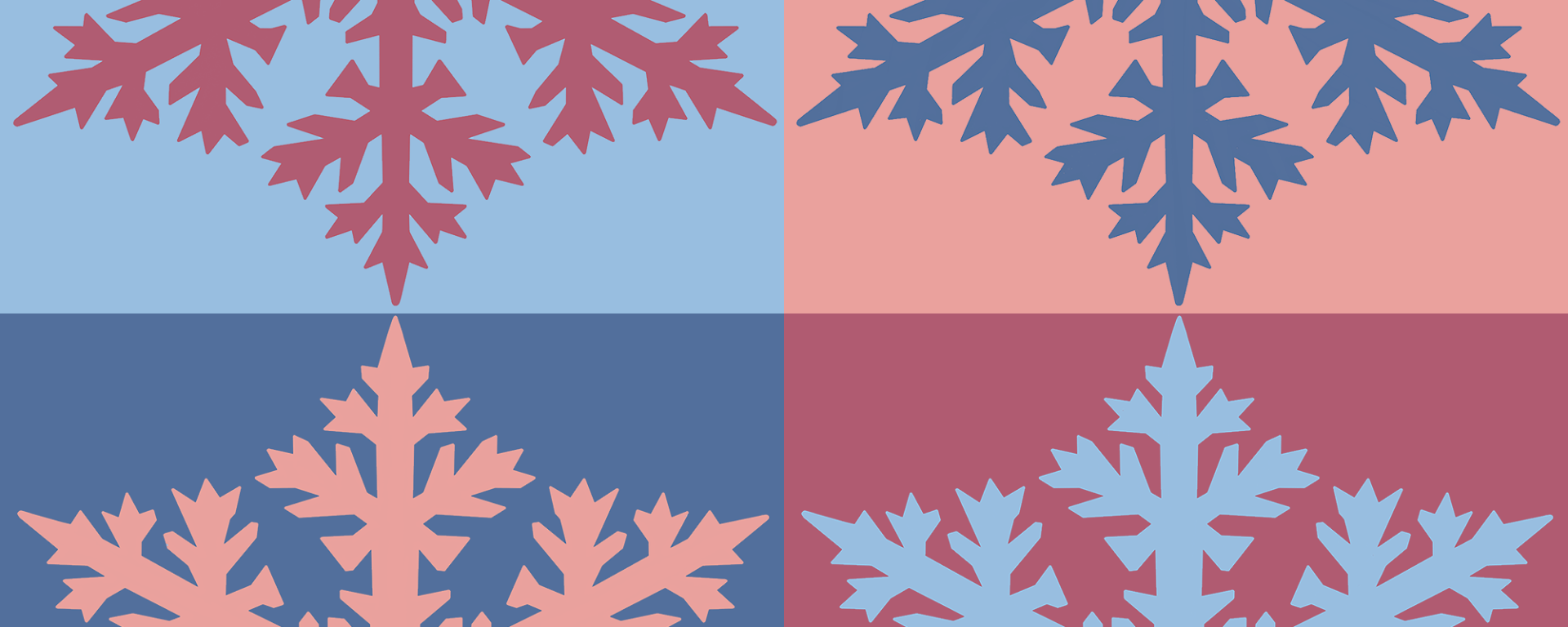 Dessin géométrique coloré en rose et bleu de cristaux de glace