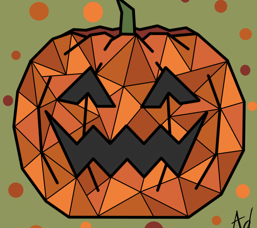 Dessin géométrique d'une citrouille d'ahlloween orange