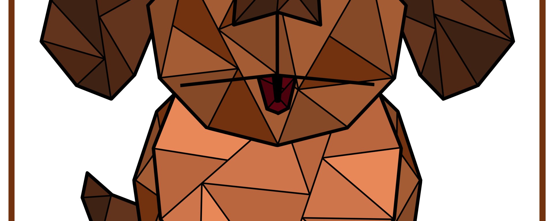 Dessin géométrique d'un chien marron