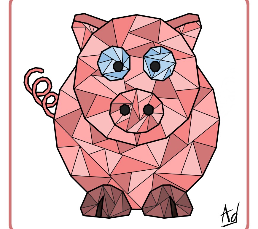 Dessin géométrique d'un chien marron