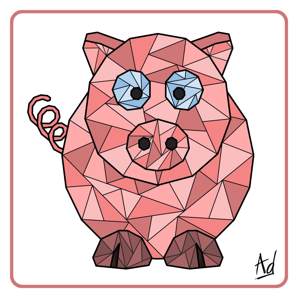 Dessin géométrique d'un chien marron