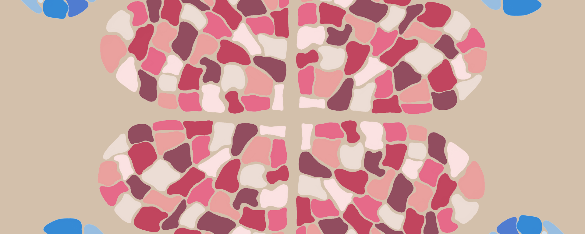 motif géométrique de coeurs bleus et roses